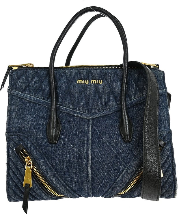 Miu Miu Miu Miu Biker Convertible Tote Denim with Leather