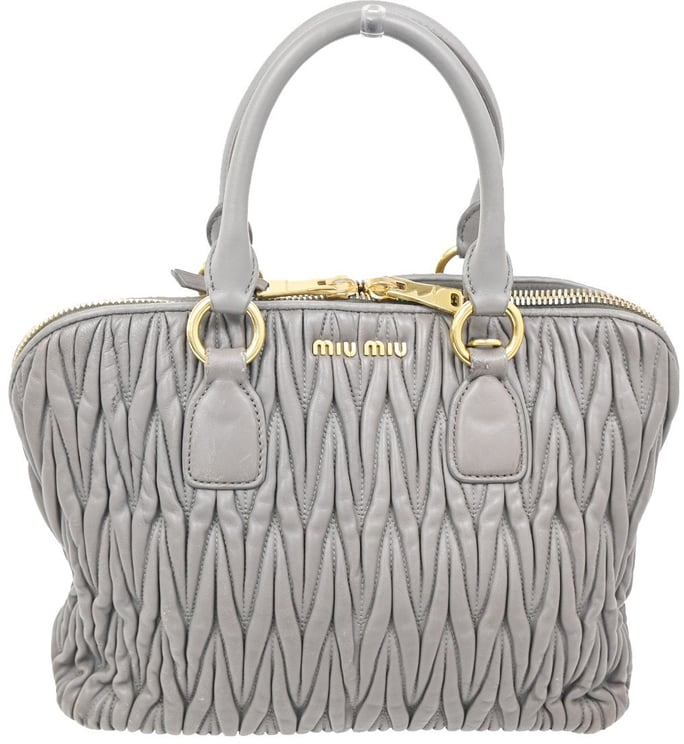 Miu Miu Miu Miu Madras Bowler Bag Matelasse Leather Medium