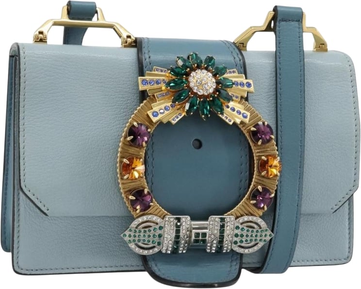 Miu Miu Miu Miu Madras Crystal Buckle Leather Small