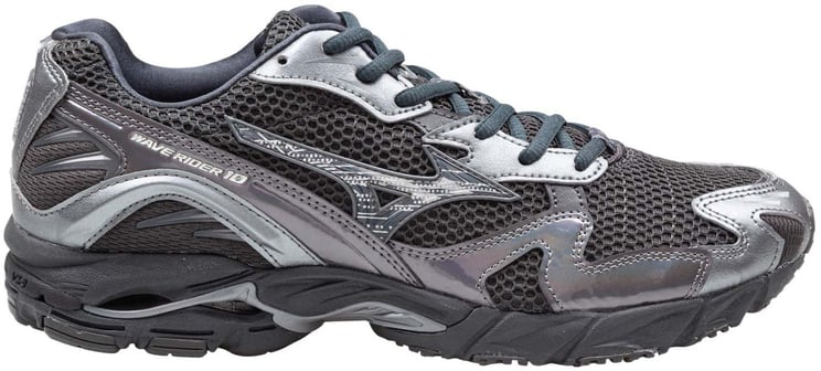 Mizuno Mizuno wave rider 10 mesh and leather sneakers, black/grey