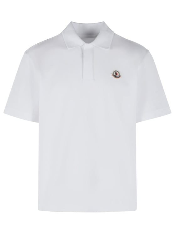 Moncler White Cotton Polo Shirt