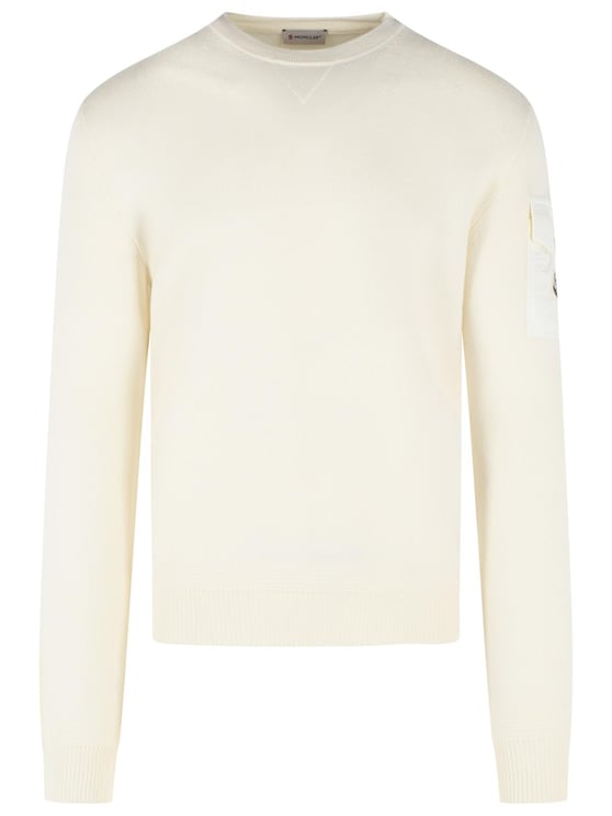Moncler 'Tricot' Ivory White Virgin Wool Sweatshirt
