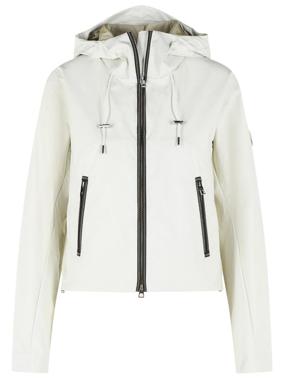 Moncler 'Lasanca' Hooded Jacket In Ivory White Polyamide