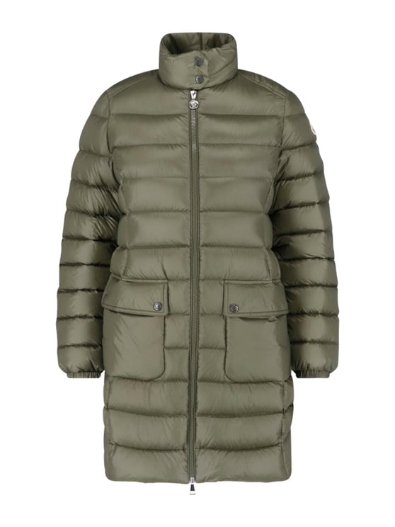 Moncler Green Genet High-Collar Padded Quilted Jacket