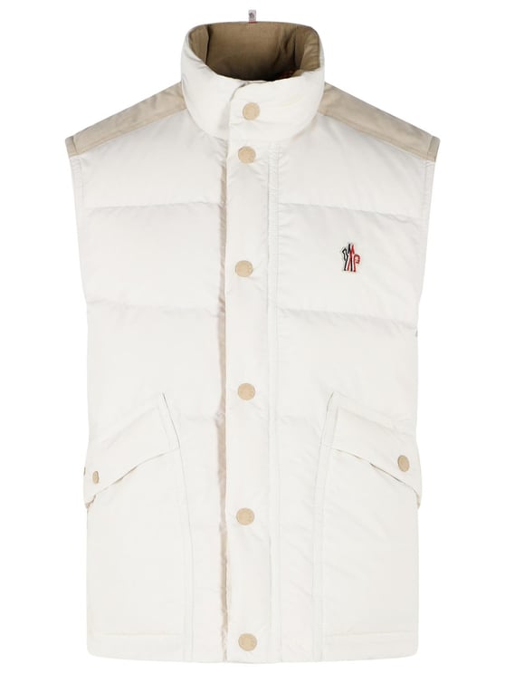 Moncler 'Scais' White Polyester Feather Padded Vest