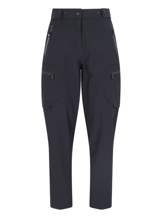 Moncler Wide Multi-Pocket Trousers In Black Stretch Nylon