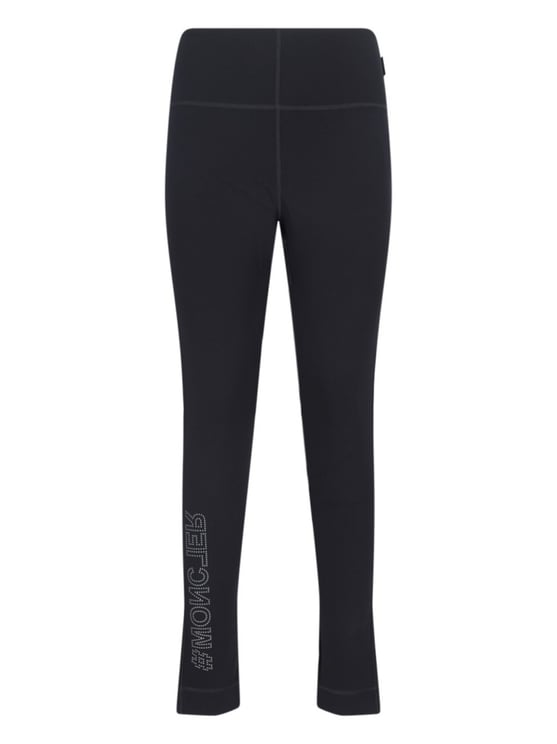 Moncler Studded Leggings In Black Stretch Nylon