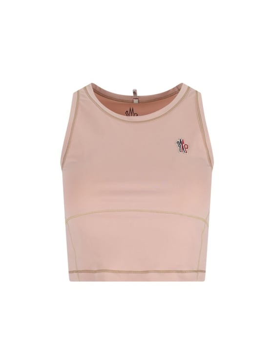 Moncler Logo Tank Top, In Pink Nylon
