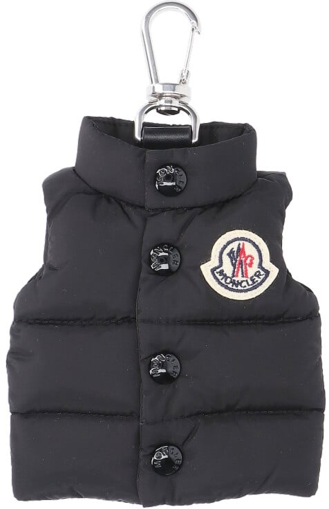 Moncler Black Mini Padded Vest-Shaped Keychain