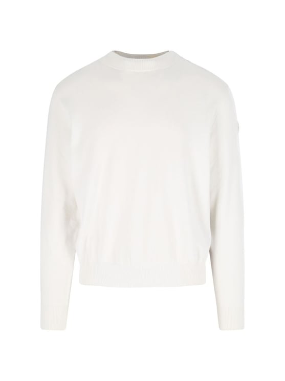 Moncler Nigo Logo Crew Neck Sweatshirt, In White Cotton
