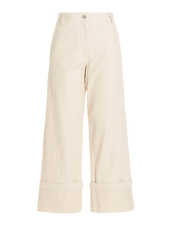 Moncler Cropped Flared Pants With Cuffed Hems