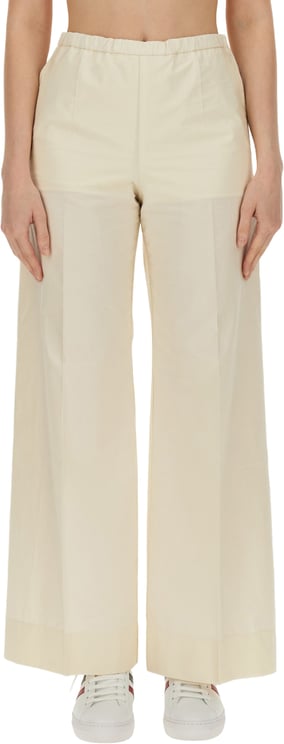 Moncler Cotton Poplin Pants with Straight Leg Silhouette