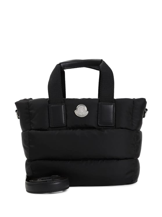 Moncler Compact Quilted Tote Bag with Leather Accents and Adjustable Strap
