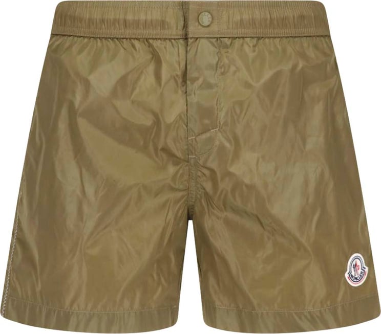 Moncler Olive Green Mid-Rise Swim Shorts