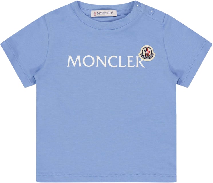 Moncler Moncler Baby Jongens T-Shirt In Licht Blauw