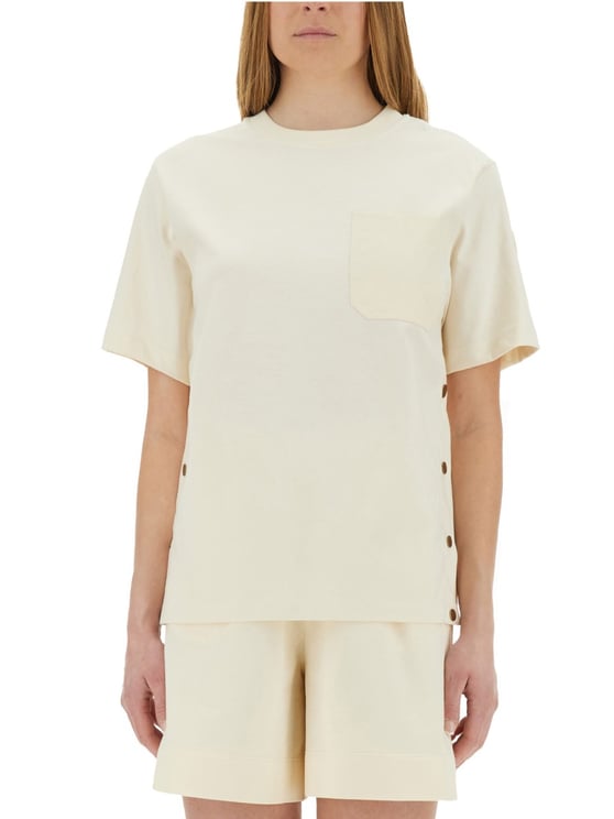 Moncler Side Button Detail T-Shirt in Soft Cotton