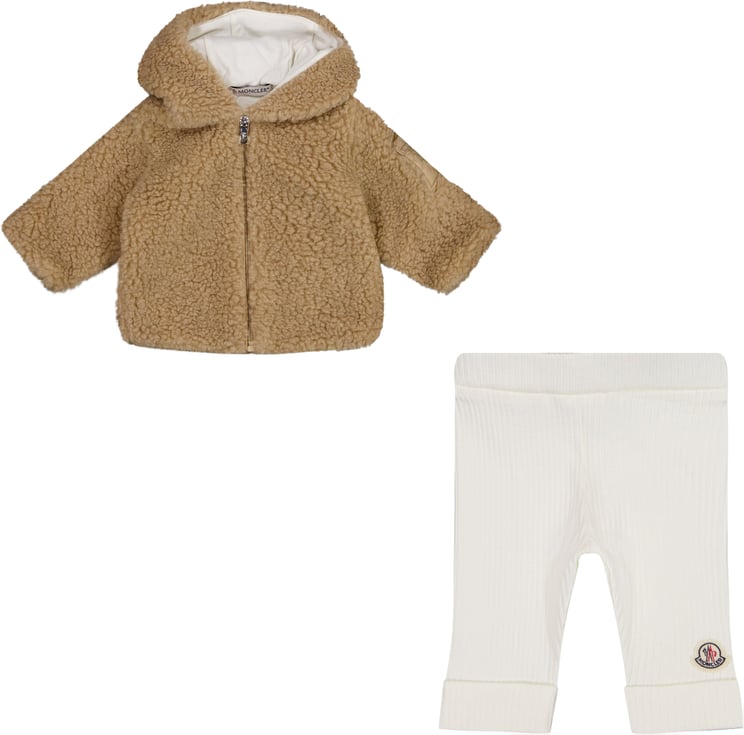 Moncler Moncler Baby Unisex Setje In Camel