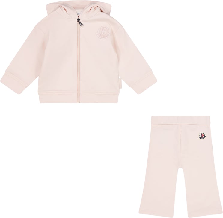 Moncler Moncler Baby Meisjes Joggingpak In Licht Roze