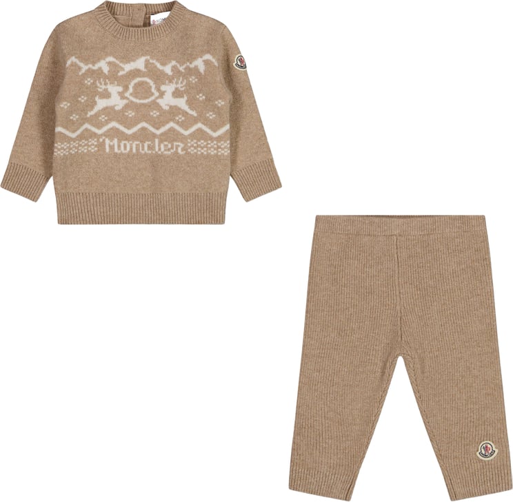 Moncler Moncler Baby Unisex Setje In Beige
