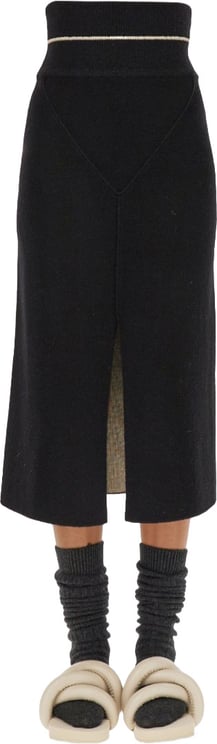 Moncler Knitted Midi Skirt With High Waistband