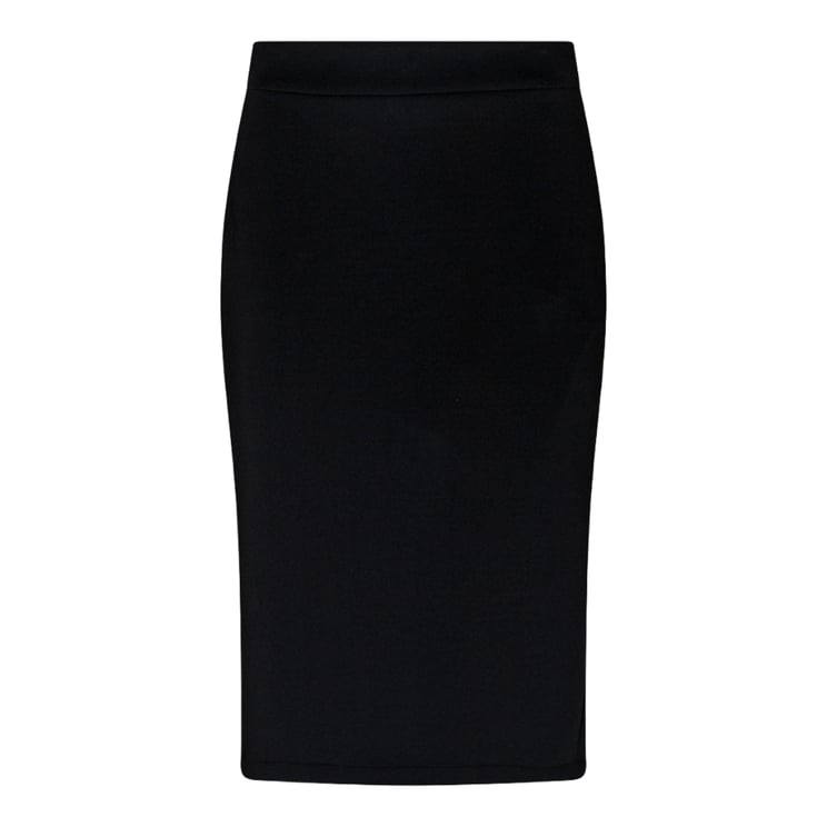 Moncler High-Waisted Black Midi Skirt With V-Notch Back And Back Slit