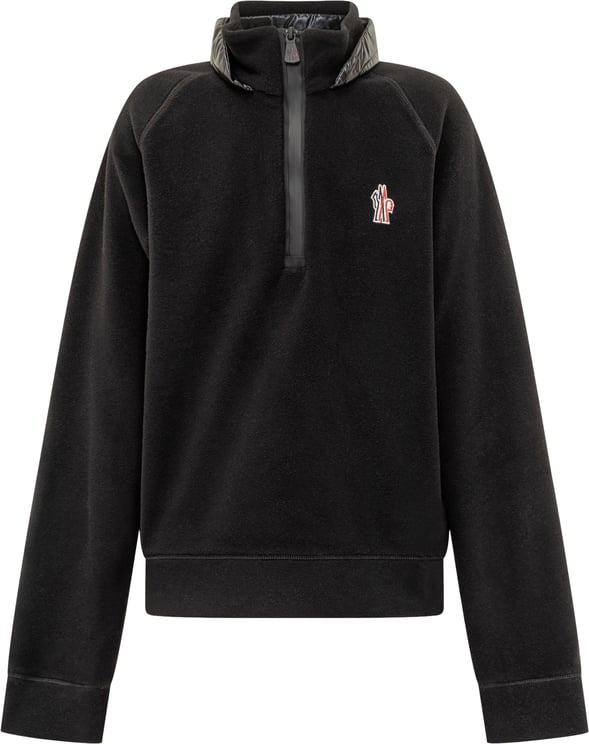 Moncler Felpa Nera Moncler Grenoble con Mezza Zip