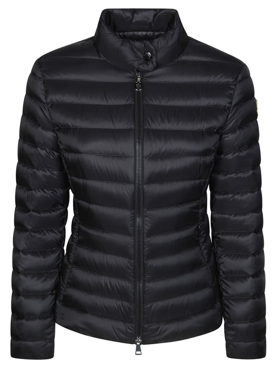Moncler Black Shiny Horizontal Puffer Jacket