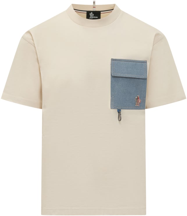 Moncler T-shirt a Maniche Corte con Tasca Applicata