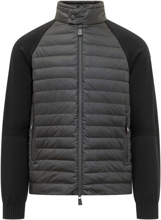 Moncler Cardigan con Inserti Trapuntati e Zip