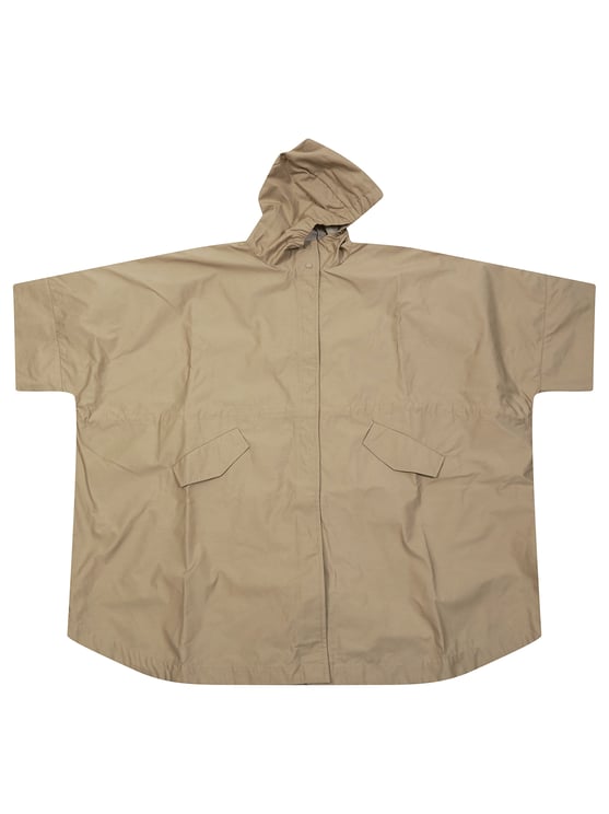 Moncler Neutral Beige Hooded Wide Cape