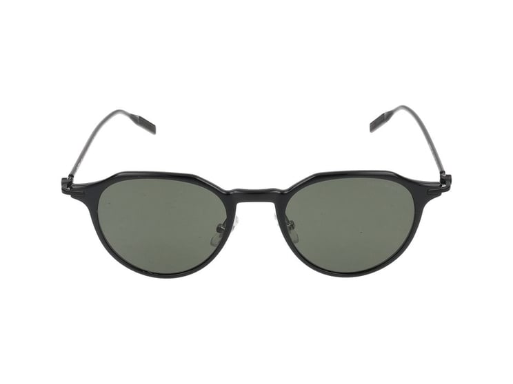 Montblanc Black Slim Round Sunglasses
