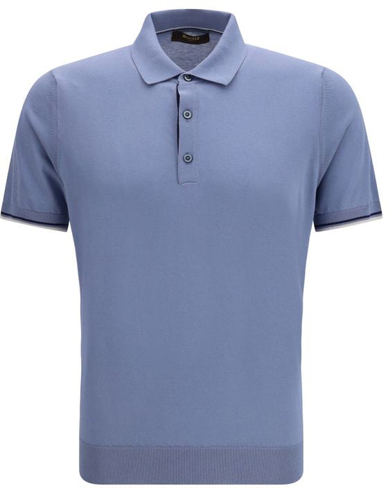 Moorer MooRER Blue Cotton Polo Shirt