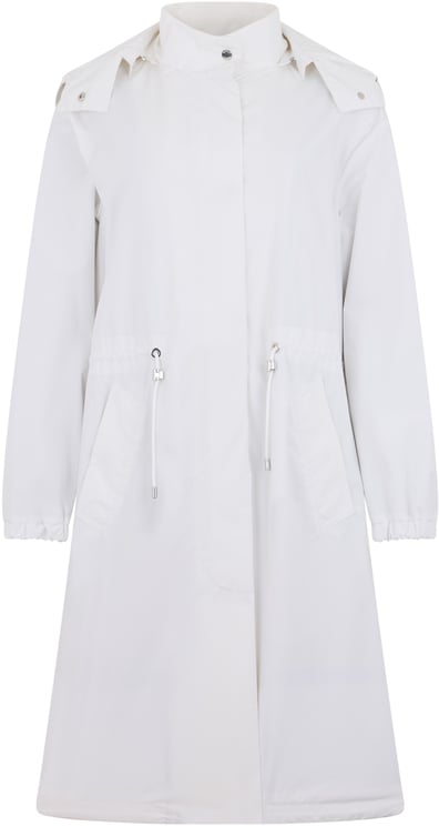 Moorer Elegant long white jacket with belt