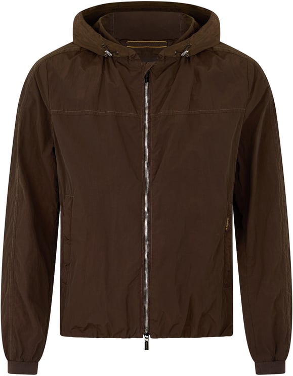 Moorer Dark brown jacket with zip and hood