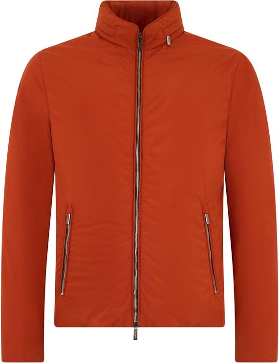 Moorer Orange padded jacket with front zip.