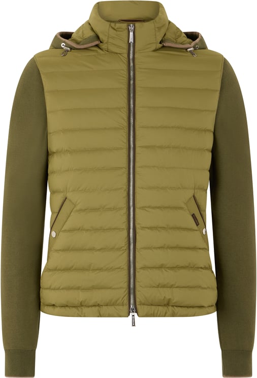 Moorer Green khaki padded jacket with elegant hood