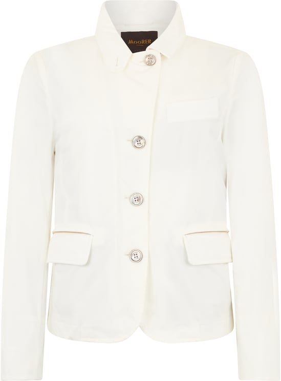 Moorer Elegant white jacket with pockets and buttons.