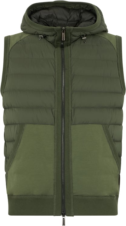 Moorer Khaki green vest with hood