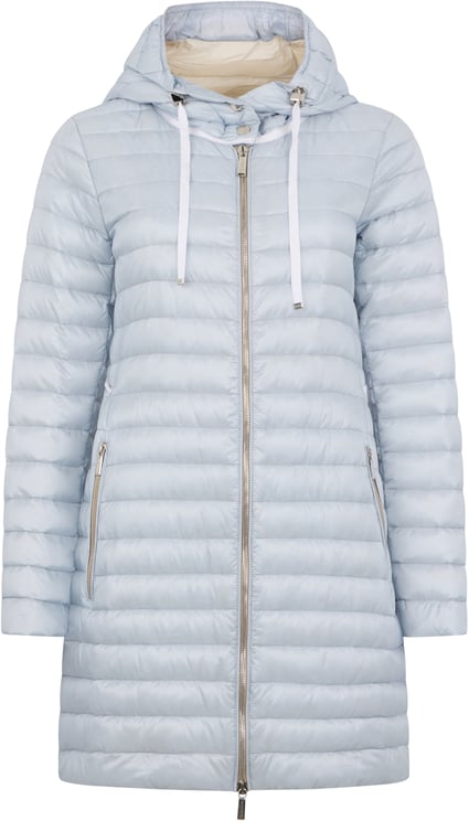 Moorer Light blue padded coat with zipper and hood.