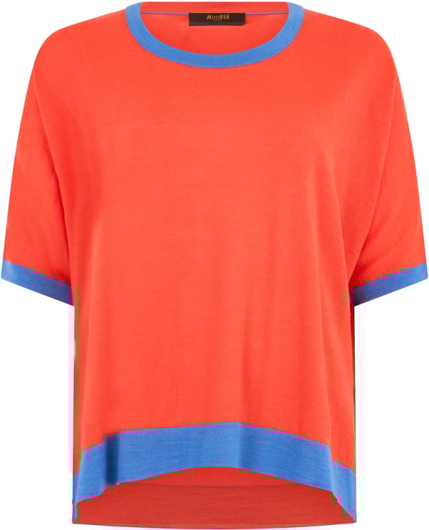 Moorer Orange t-shirt with blue details in casual and versatile design.