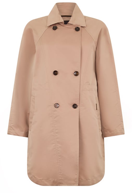 Moorer Beige double-breasted coat with a minimal and versatile design.