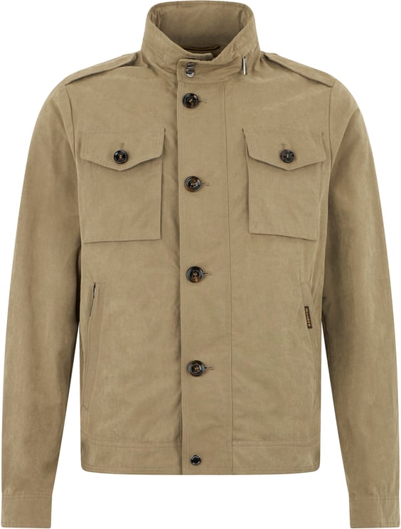Moorer Beige jacket with elegant versatile Korean collar