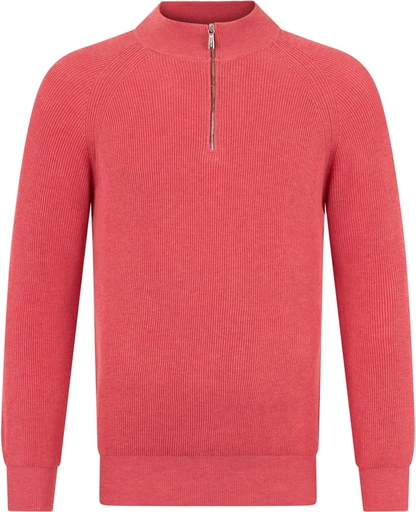 Moorer Red sweater with zipper, modern versatile design.