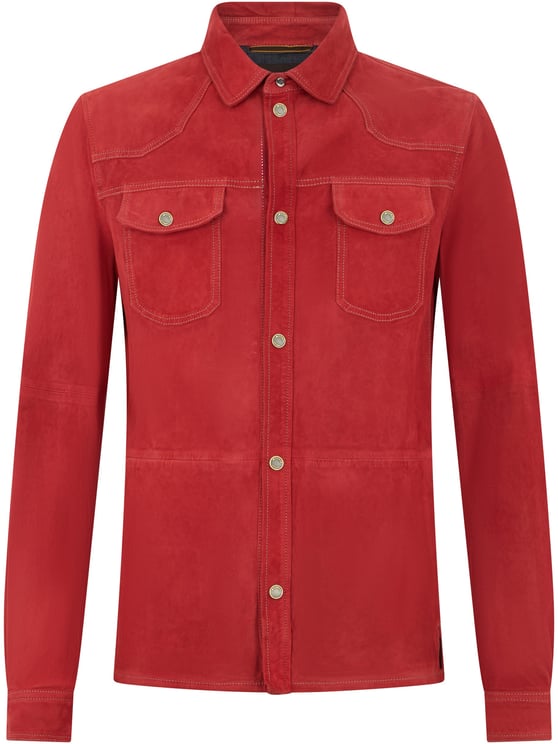 Moorer Red leather jacket with long sleeves, versatile comfort