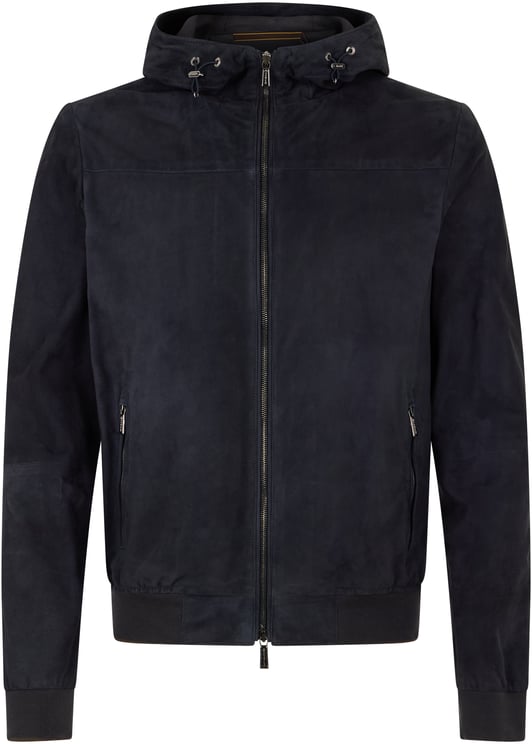 Moorer Light blue leather jacket with hood