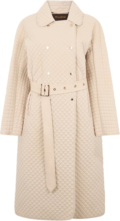 Moorer Elegant beige coat with a belt that offers comfort and style.