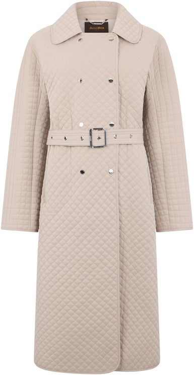 Moorer Beige padded trench with a versatile style.