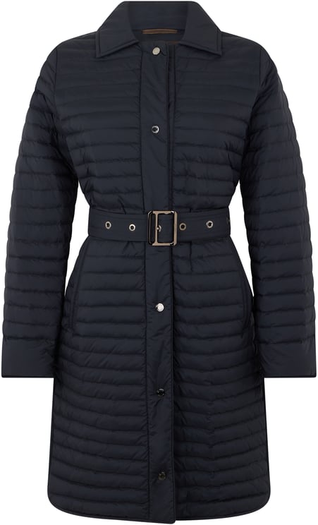 Moorer Elegant black padded coat with belt