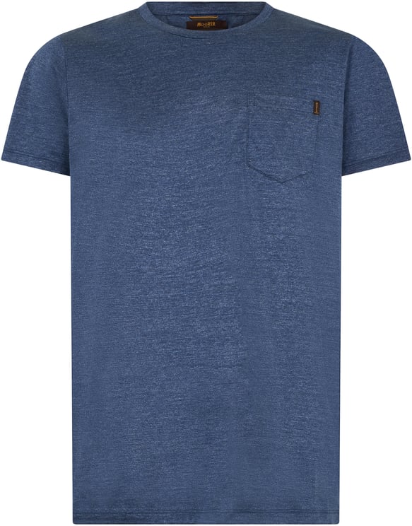 Moorer Dark blue T-shirt made of soft cotton.