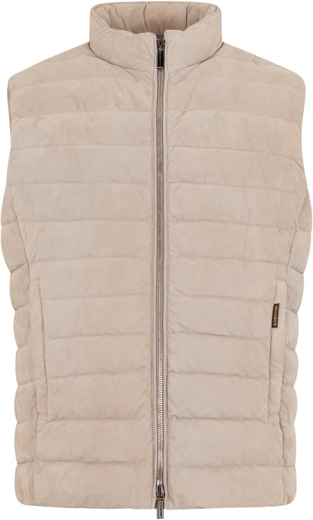 Moorer Beige padded gilet with zip and collar